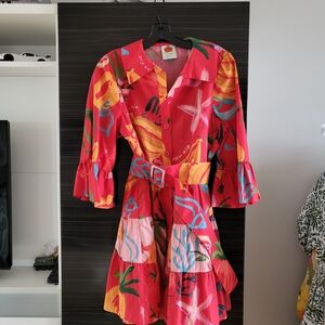 Farm Rio mixed fruits belted mini dress